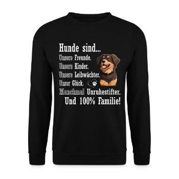 « Les chiens sont 100% famille » Hovawart - Sweat-shirt Unisexe - noir - Devant - Alina (178cm) & Michal (187cm)