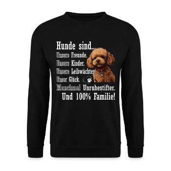 Caniche « Les chiens sont 100% famille » - Sweat-shirt Unisexe - noir - Devant - Alina (178cm) & Michal (187cm)