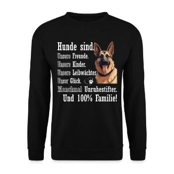 "Dogs are 100% family" German Shepherd - Unisex Sweatshirt - black - Front - Alina (178cm) & Michal (187cm)