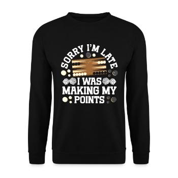 Brettspiel Lustiges Backgammon - Unisex Pullover - Schwarz - Vorne - Alina (178cm) & Michal (187cm)
