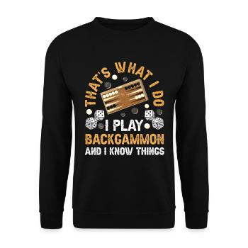 Brettspiel Lustiges Backgammon - Unisex Pullover - Schwarz - Vorne - Alina (178cm) & Michal (187cm)