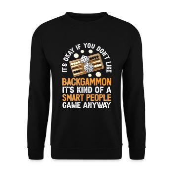 Board Game Funny Backgammon - Unisex Sweatshirt - black - Front - Alina (178cm) & Michal (187cm)