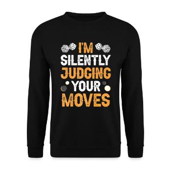 Brettspiel Lustiges Backgammon - Unisex Pullover - Schwarz - Vorne - Alina (178cm) & Michal (187cm)