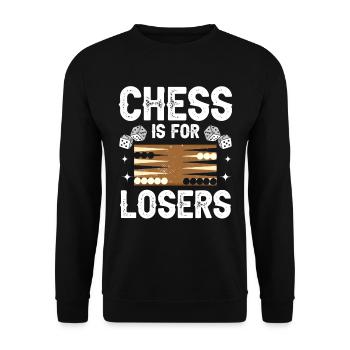 Brettspiel Lustiges Backgammon - Unisex Pullover - Schwarz - Vorne - Alina (178cm) & Michal (187cm)