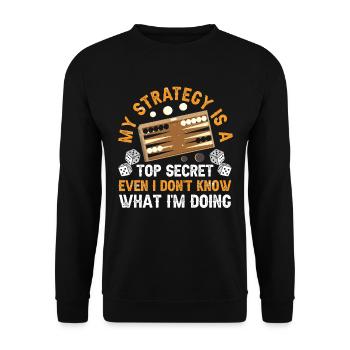 Brettspiel Lustiges Backgammon - Unisex Pullover - Schwarz - Vorne - Alina (178cm) & Michal (187cm)