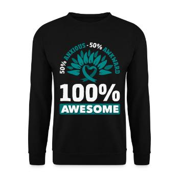 Teal Ribbon PTSD Stress Angststörung - Unisex Pullover - Schwarz - Vorne - Alina (178cm) & Michal (187cm)