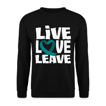 Teal Ribbon PTSD Stress Angststörung - Unisex Pullover - Schwarz - Vorne - Alina (178cm) & Michal (187cm)