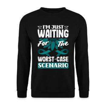 Teal Ribbon PTSD Stress Anxiety Disorder - Unisex Sweatshirt - black - Front - Alina (178cm) & Michal (187cm)