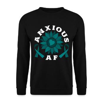Teal Ribbon PTSD Stress Anxiety Disorder - Unisex Sweatshirt - black - Front - Alina (178cm) & Michal (187cm)