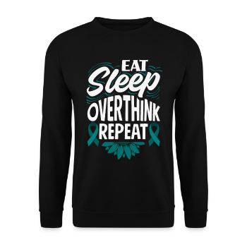 Teal Ribbon PTSD Stress Angststörung - Unisex Pullover - Schwarz - Vorne - Alina (178cm) & Michal (187cm)