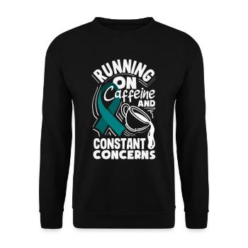 Teal Ribbon PTSD Stress Angststörung - Unisex Pullover - Schwarz - Vorne - Alina (178cm) & Michal (187cm)