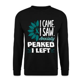 Teal Ribbon PTSD Stress Angststörung - Unisex Pullover - Schwarz - Vorne - Alina (178cm) & Michal (187cm)