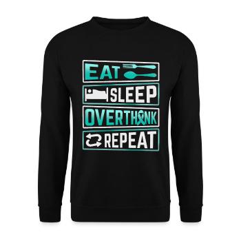 Teal Ribbon PTSD Stress Anxiety Disorder - Unisex Sweatshirt - black - Front - Alina (178cm) & Michal (187cm)