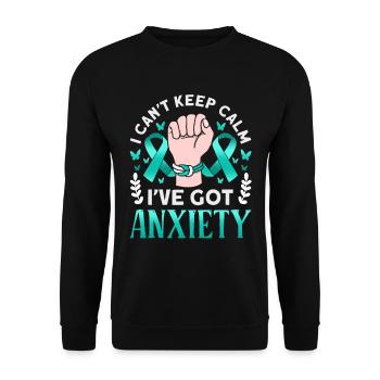 Teal Ribbon PTSD Stress Anxiety Disorder - Unisex Sweatshirt - black - Front - Alina (178cm) & Michal (187cm)