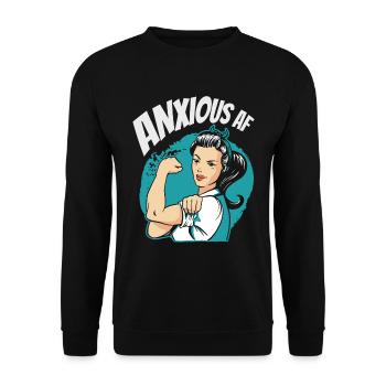 Teal Ribbon PTSD Stress Angststörung - Unisex Pullover - Schwarz - Vorne - Alina (178cm) & Michal (187cm)