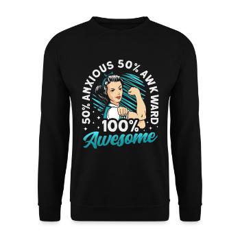 Teal Ribbon PTSD Stress Angststörung - Unisex Pullover - Schwarz - Vorne - Alina (178cm) & Michal (187cm)