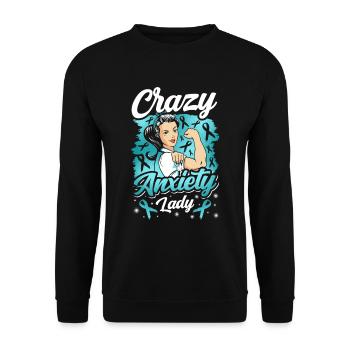 Teal Ribbon PTSD Stress Angststörung - Unisex Pullover - Schwarz - Vorne - Alina (178cm) & Michal (187cm)