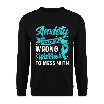 Teal Ribbon PTSD Stress Angststörung - Unisex Pullover - Schwarz - Vorne - Alina (178cm) & Michal (187cm)
