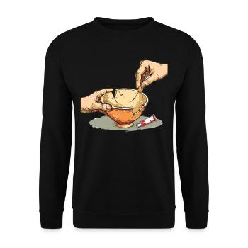 Kintsugi Kintsukuroi Japon imparfait - Sweat-shirt Unisexe - noir - Devant - Alina (178cm) & Michal (187cm)