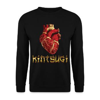 Kintsugi Kintsukuroi Japon imparfait - Sweat-shirt Unisexe - noir - Devant - Alina (178cm) & Michal (187cm)