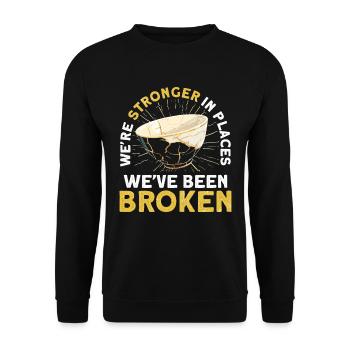 Kintsugi Kintsukuroi Japon imparfait - Sweat-shirt Unisexe - noir - Devant - Alina (178cm) & Michal (187cm)
