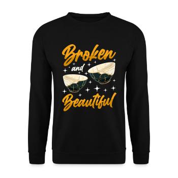 Kintsugi Kintsukuroi Japon imparfait - Sweat-shirt Unisexe - noir - Devant - Alina (178cm) & Michal (187cm)