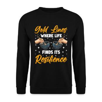 Kintsugi Kintsukuroi Japon imparfait - Sweat-shirt Unisexe - noir - Devant - Alina (178cm) & Michal (187cm)
