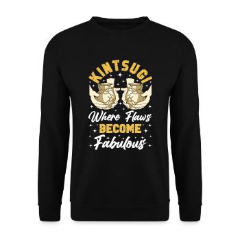 Kintsugi Kintsukuroi Japon imparfait - Sweat-shirt Unisexe - noir - Devant - Alina (178cm) & Michal (187cm)
