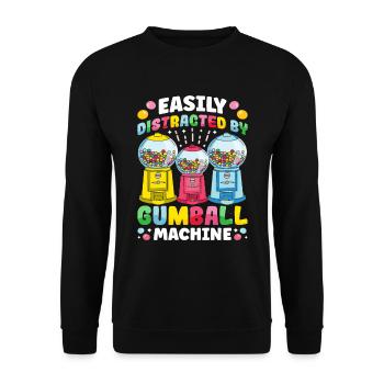Lustiger Kaugummiautomat - Unisex Pullover - Schwarz - Vorne - Alina (178cm) & Michal (187cm)