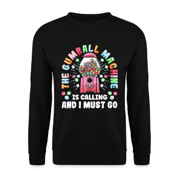 Lustiger Kaugummiautomat - Unisex Pullover - Schwarz - Vorne - Alina (178cm) & Michal (187cm)