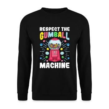 Lustiger Kaugummiautomat - Unisex Pullover - Schwarz - Vorne - Alina (178cm) & Michal (187cm)
