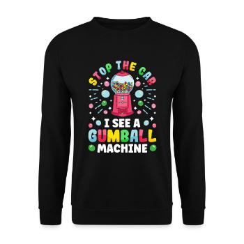 Lustiger Kaugummiautomat - Unisex Pullover - Schwarz - Vorne - Alina (178cm) & Michal (187cm)
