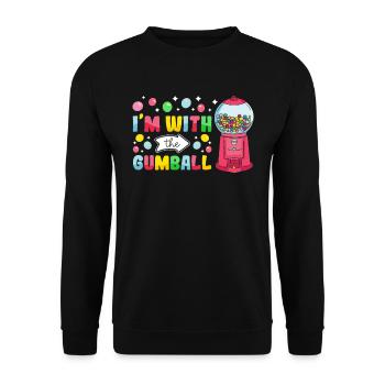Lustiger Kaugummiautomat - Unisex Pullover - Schwarz - Vorne - Alina (178cm) & Michal (187cm)