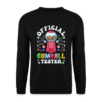 Lustiger Kaugummiautomat - Unisex Pullover - Schwarz - Vorne - Alina (178cm) & Michal (187cm)