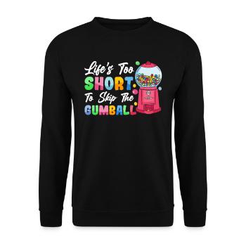 Lustiger Kaugummiautomat - Unisex Pullover - Schwarz - Vorne - Alina (178cm) & Michal (187cm)