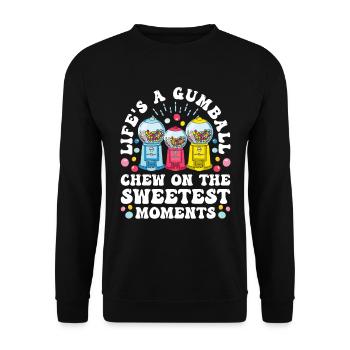 Lustiger Kaugummiautomat - Unisex Pullover - Schwarz - Vorne - Alina (178cm) & Michal (187cm)