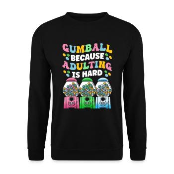 Lustiger Kaugummiautomat - Unisex Pullover - Schwarz - Vorne - Alina (178cm) & Michal (187cm)