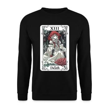 Tarotkarte Hexerei Okkult Anime Goth - Unisex Pullover - Schwarz - Vorne - Alina (178cm) & Michal (187cm)