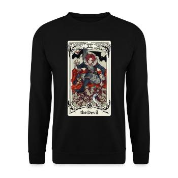 Tarotkarte Hexerei Okkult Anime Goth - Unisex Pullover - Schwarz - Vorne - Alina (178cm) & Michal (187cm)