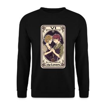 Tarotkarte Hexerei Okkult Anime Goth - Unisex Pullover - Schwarz - Vorne - Alina (178cm) & Michal (187cm)