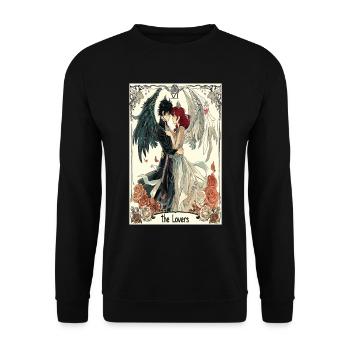 Tarotkarte Hexerei Okkult Anime Goth - Unisex Pullover - Schwarz - Vorne - Alina (178cm) & Michal (187cm)