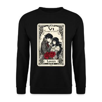 Tarotkarte Hexerei Okkult Anime Goth - Unisex Pullover - Schwarz - Vorne - Alina (178cm) & Michal (187cm)