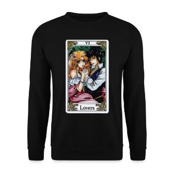Tarotkarte Hexerei Okkult Anime Goth - Unisex Pullover - Schwarz - Vorne - Alina (178cm) & Michal (187cm)