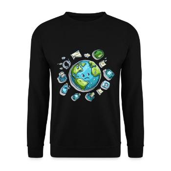Anti Littering No Environment Recycle - Unisex Pullover - Schwarz - Vorne - Alina (178cm) & Michal (187cm)