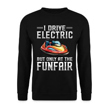 I Drive Electric Funfair Bumper Cars - Unisex Sweatshirt - black - Front - Alina (178cm) & Michal (187cm)