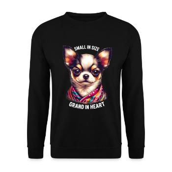 Chihuahua Small In Size Grand In Heart - Unisex Sweatshirt - black - Front - Alina (178cm) & Michal (187cm)