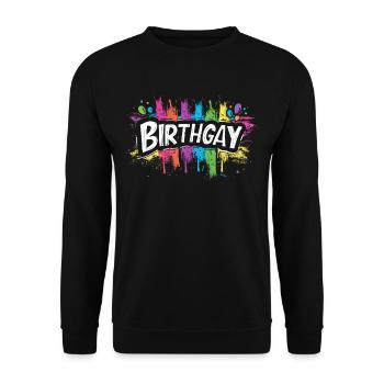 Es Ist Mein Birthgay Birth-gay Lgbt Gay - Unisex Pullover - Schwarz - Vorne - Alina (178cm) & Michal (187cm)