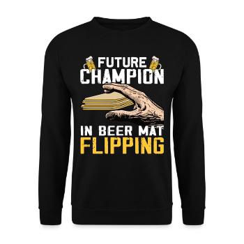 Bierdeckel Umdrehen Spiel Bier - Unisex Pullover - Schwarz - Vorne - Alina (178cm) & Michal (187cm)
