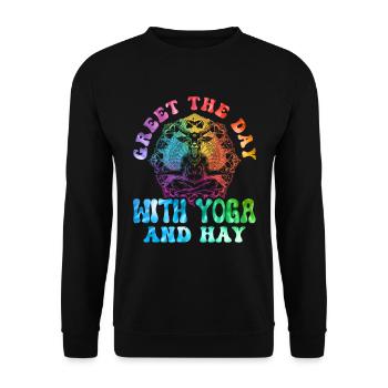 Goat yoga meditation, yoga class, yoga - Unisex Sweatshirt - black - Front - Alina (178cm) & Michal (187cm)