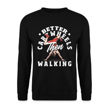 Cool cartwheel gymnastics - Unisex Sweatshirt - black - Front - Alina (178cm) & Michal (187cm)